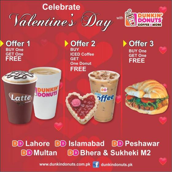 Dunkin Donuts Valentines Day Offer! Buy 1 Get 1 FREE What's On Sale